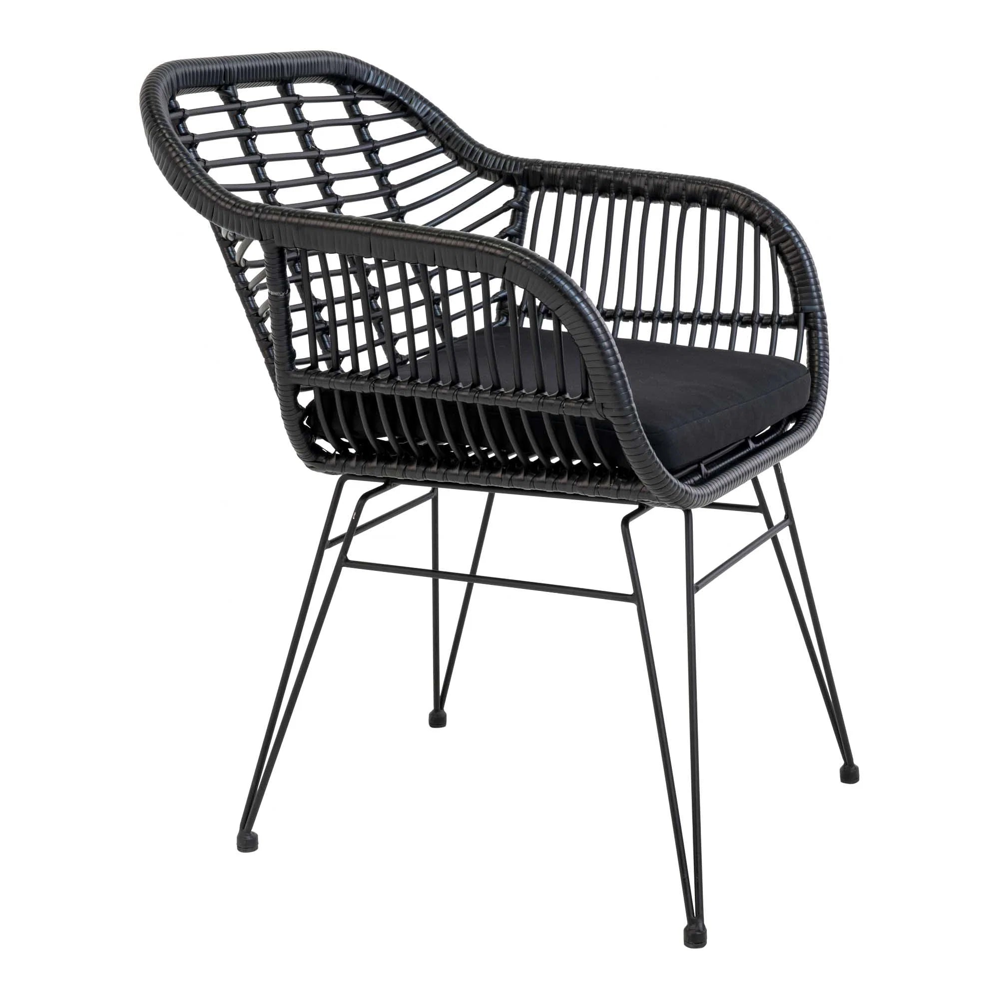 Stol sort polyrattan til terrasse og altan