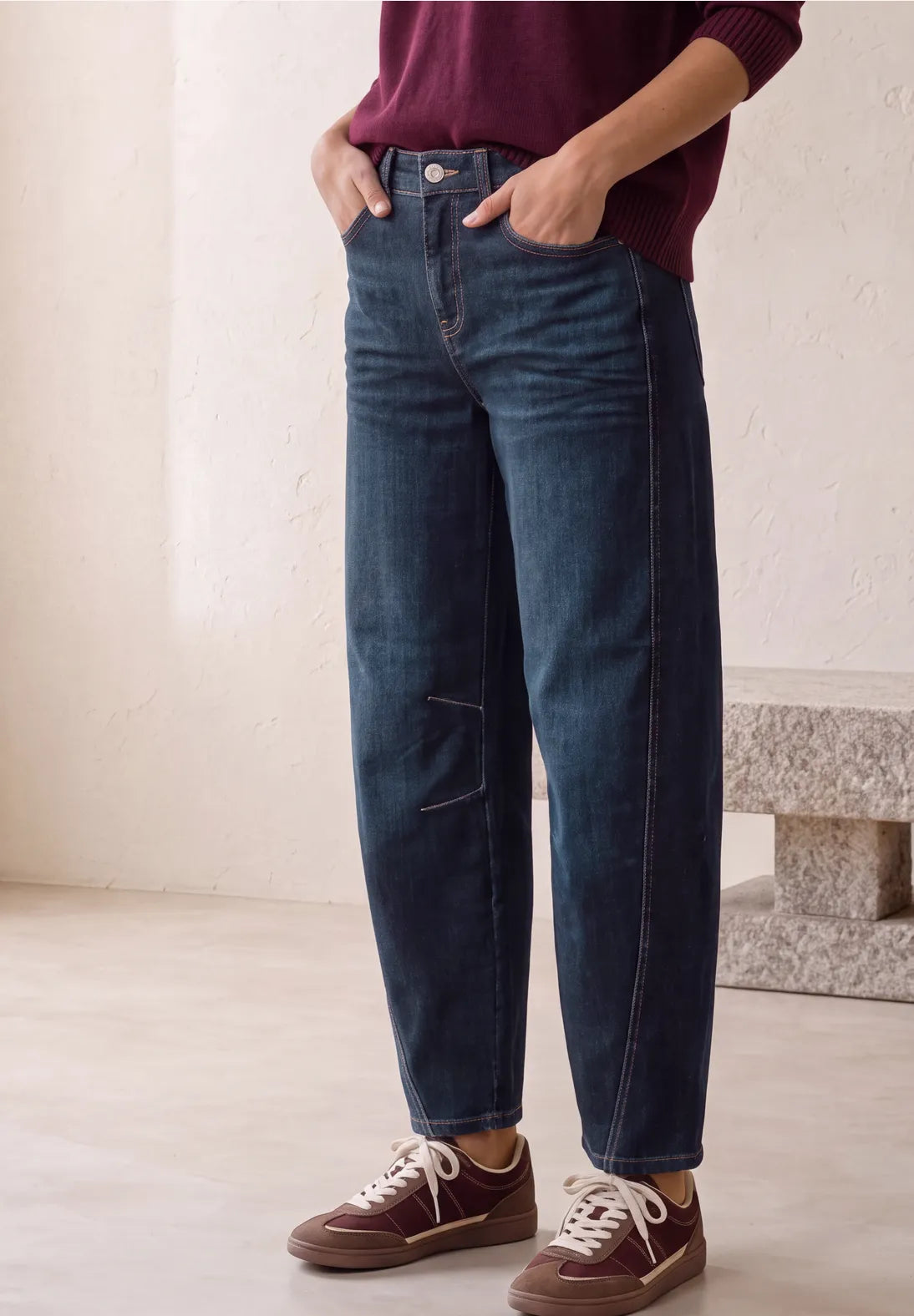 Street One Karlie Barrel Jeans 381487 Dark Blue Washed L28