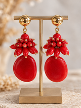 Maq Jewelry Røde Statement Øreringe | Knaldrøde Perler & Forgyldt Lås
