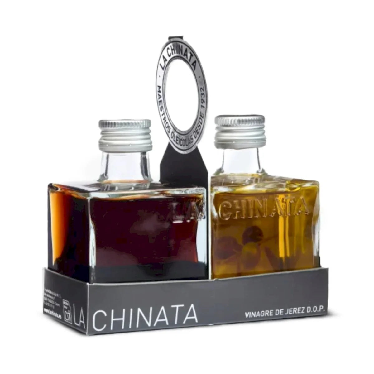 Mini olie- og eddikesæt med olivenolie og sherryeddike fra La Chinata