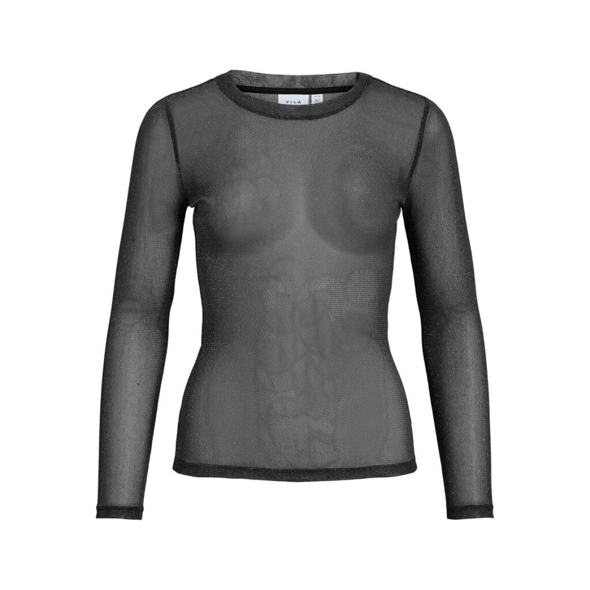 VILA VIDINARA meshbluse i Black Beauty med glimmer