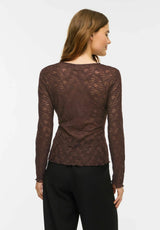 VIFAY 14119318 brun transparent meshbluse fra VILA