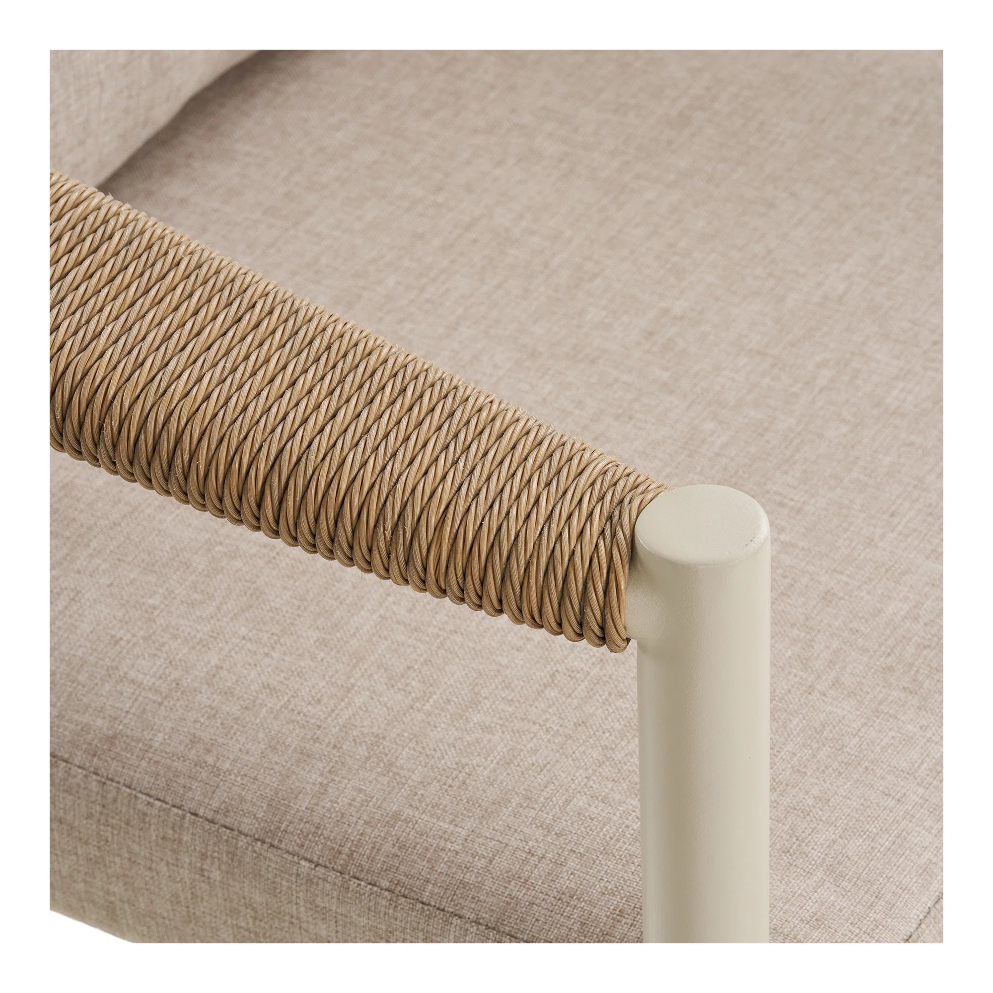 Detalje af rattan look sand natur loungesæt