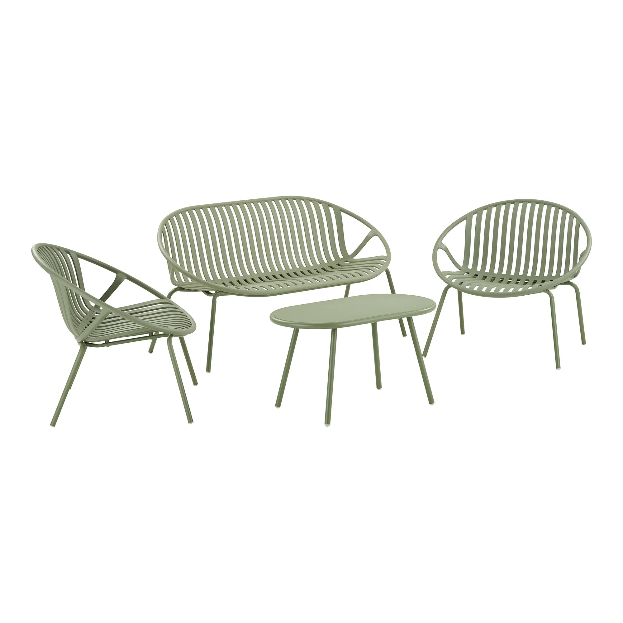 Loungesæt grøn med sofa og stole til terrasse