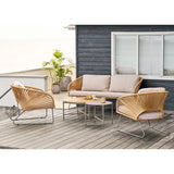 Loungesæt beige sand med sofa og stole udendørs