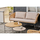 Loungesæt beige sand med sofa og stole udendørs