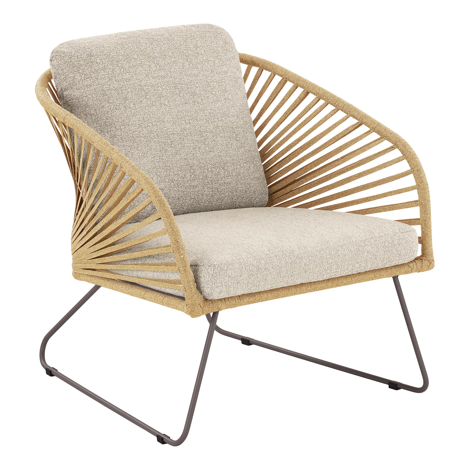 Udendørs loungesæt beige sand med hynder