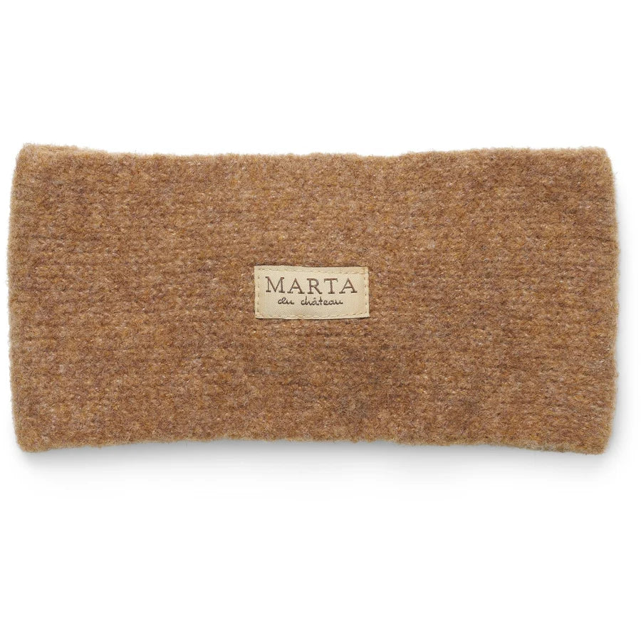 Strikket pandebånd fra Marta du Château i camel med knudedetalje