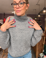 VILORY High Neck Knit Top – Strik med Høj Hals – Grå – VILA