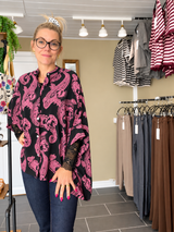 Cofur unika Diva Blouse sort/rosa i pre-loved indisk sarisilke