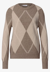 Street One argyle pullover Sanded Amber Melange
