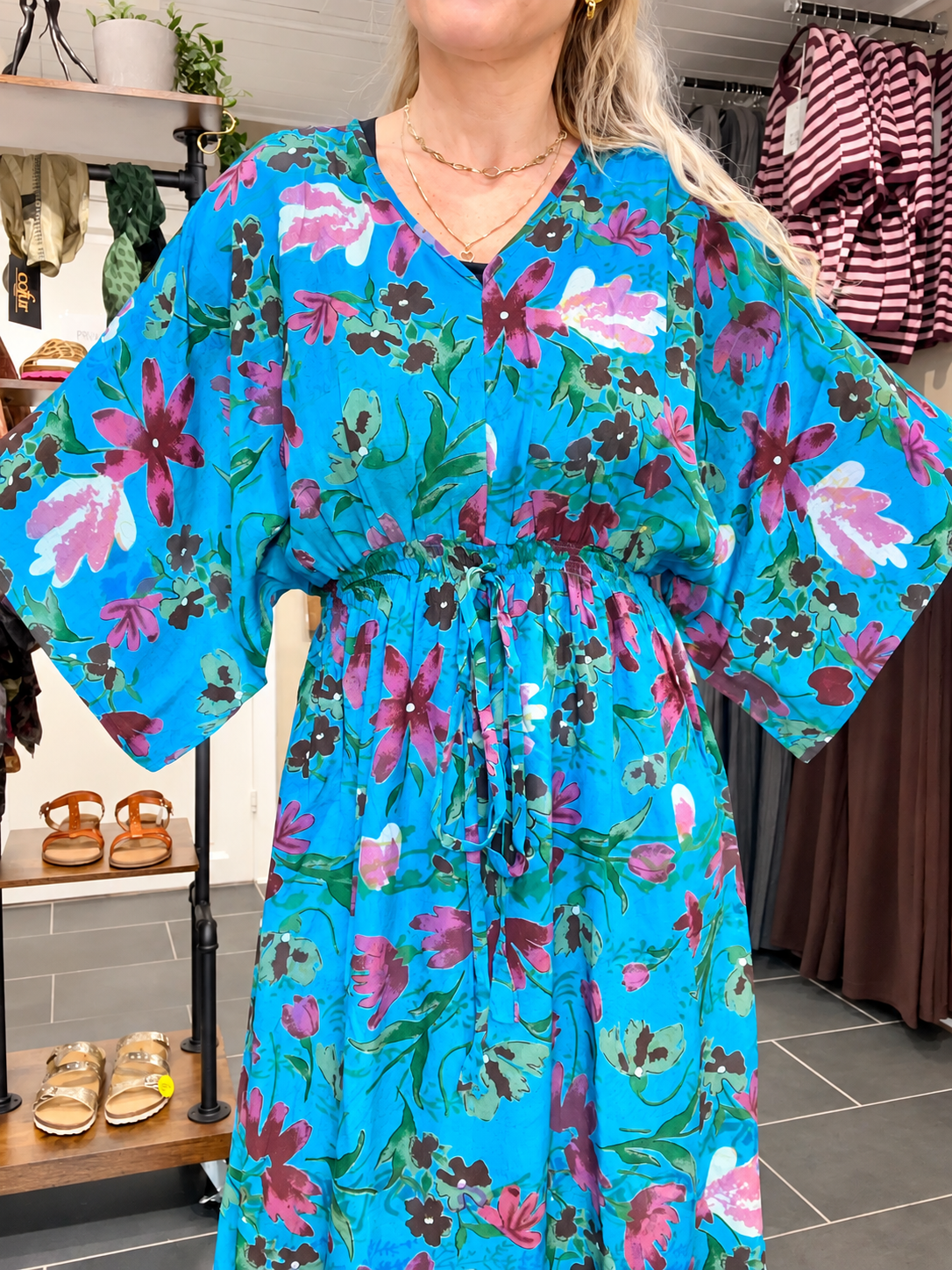 Cofur Lombok Dress S27 – dyb turkis blomstret