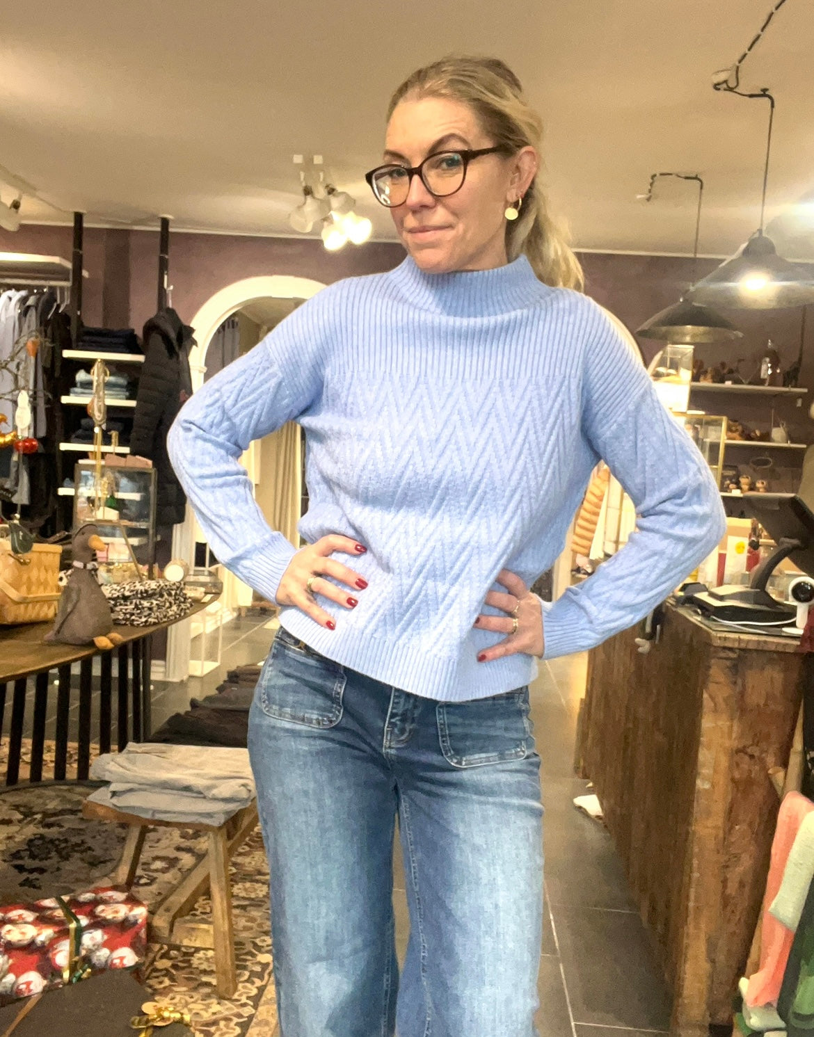 Street One – Wide Leg HW Mid Blue 379778 (Medium Blue)