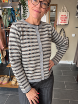 Yolie merinould cardigan med kraftig strukturstrik