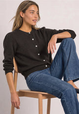 Street One Black Coffee Melange cardigan til dame