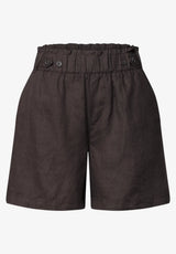 Espresso brown hørshorts til dame