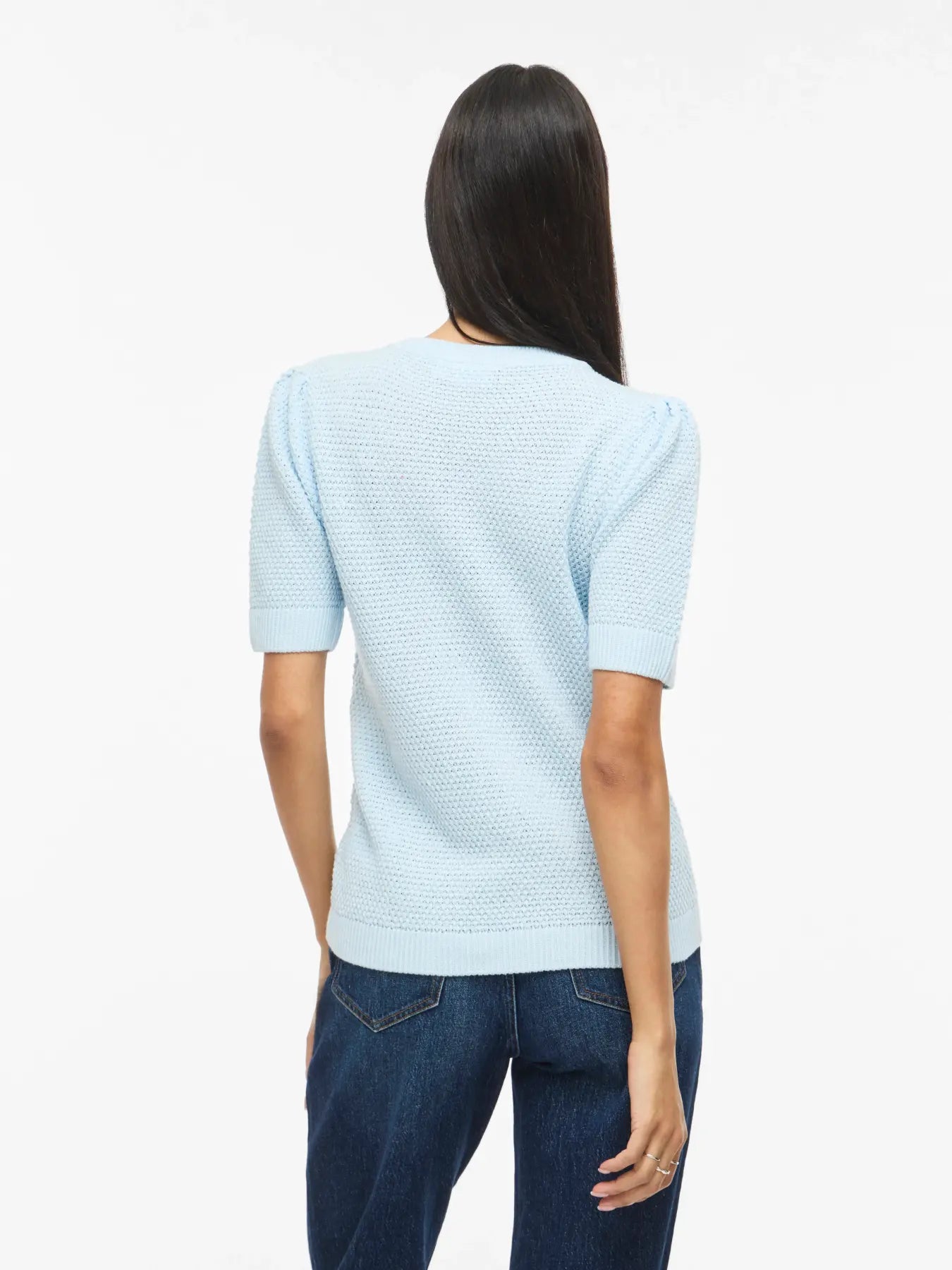 Strik bluse dame fra VILA Vidalo nantucket breeze i blød bomuld
