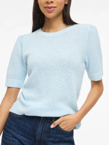 VILA knit top nantucket breeze med ribkanter og klassisk pasform dame