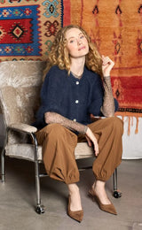 Kamma 42000 leopard meshbluse med lange ærmer