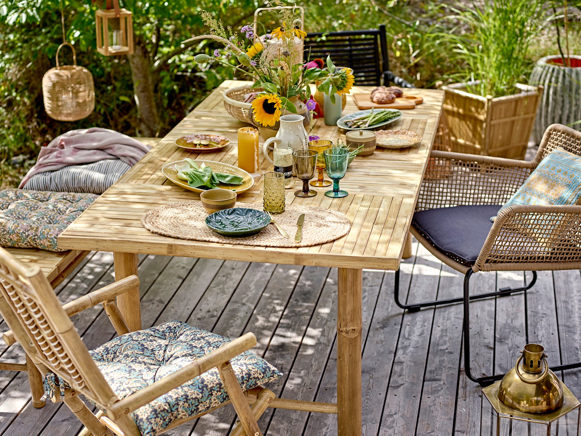 Spisebord bambus natur med naturligt look