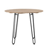 Bloomingville Molito rundt spisebord i natur teak, Ø90 cm, med sorte metalben