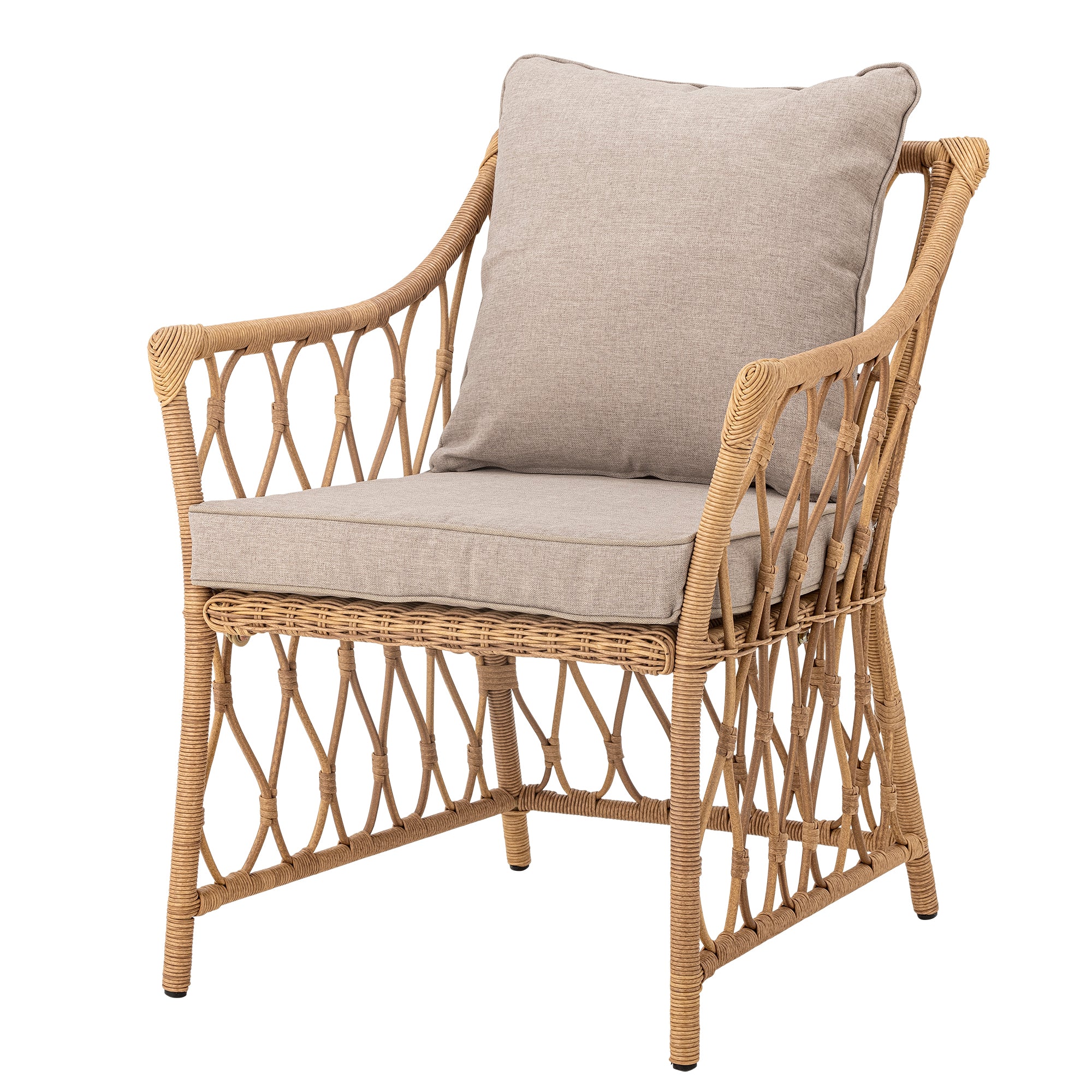 Belluce Loungestol med Taburet – Polyrattan – Natur – inkl. hynder – Bloomingville