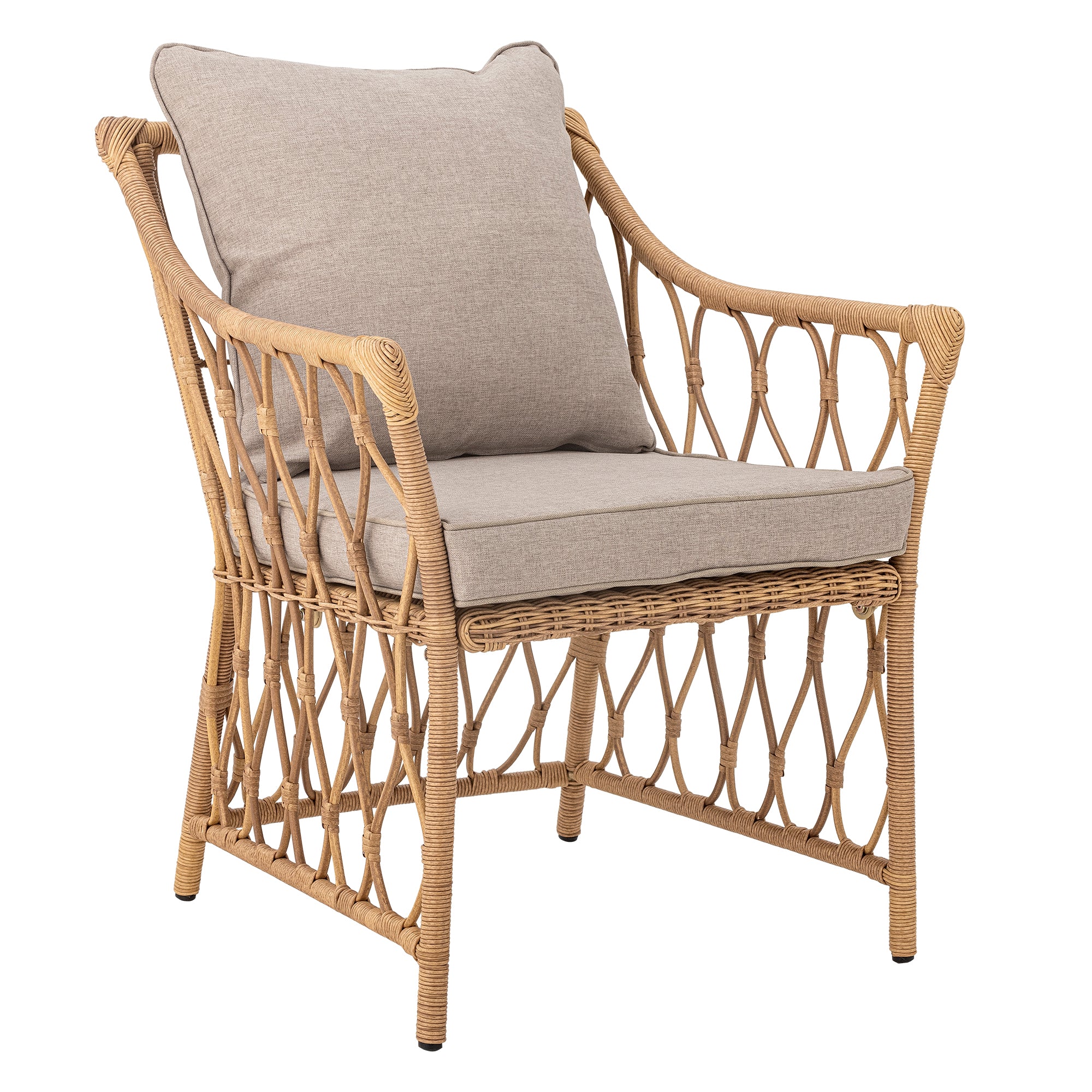 Belluce Loungestol med Taburet – Polyrattan – Natur – inkl. hynder – Bloomingville