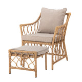 Belluce Loungestol med Taburet – Polyrattan – Natur – inkl. hynder – Bloomingville