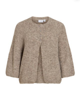 VIBOWS 3/4 Knit Cardigan 14121632 Natural Melange fra VILA