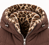 Street One Brown parka med leopardmønstret fake fur