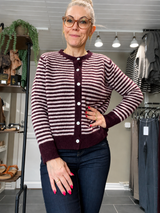 Black Colour Dell Striped Knit Cardigan 1245 – Plum