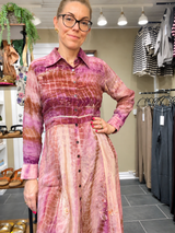 Cofur New Yorker Dress S18 blommefarvet med glimmer i vintage sari silke S/M