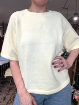 VILA VILIGA 2/4 O-Neck Knit Top – Pastel Yellow Strikbluse