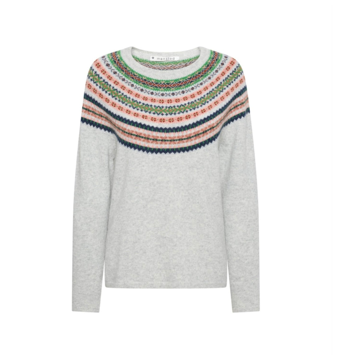 Mansted Fay Light Grey Fair Isle strik til dame