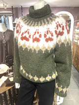 Håndstrikket Balustrik sweater i islandsk uld med pote-mønster