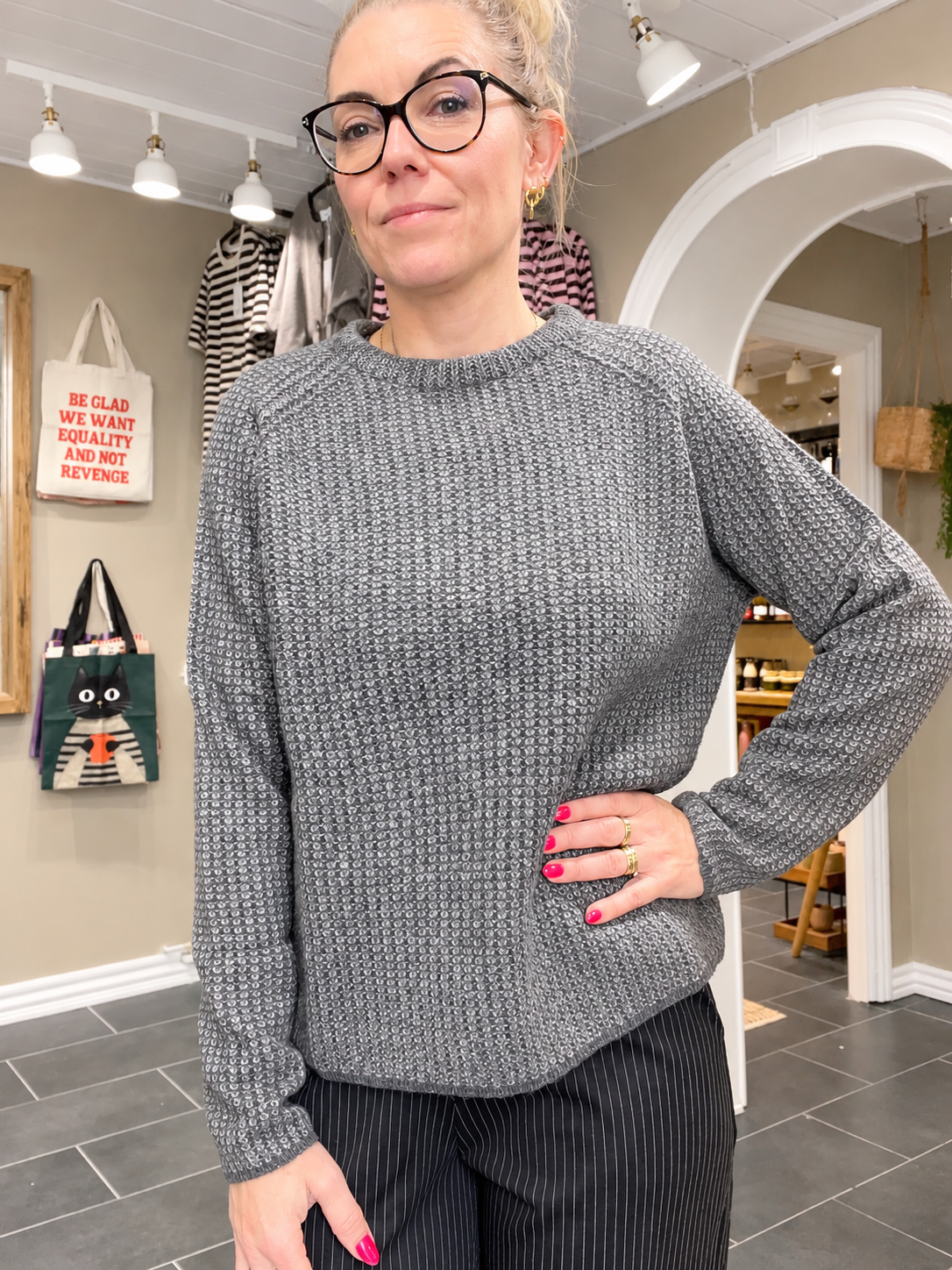 Mansted Zita Cold Grey strik med two-tone melange