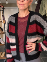 Black Colour farverig stribet cardigan til dame
