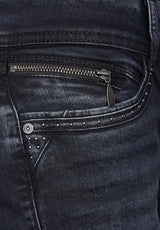 Street One Jane jeans 377053 – casual fit jeans med mellemhøj talje, slim leg og rå detaljer som nitter og flossede kanter