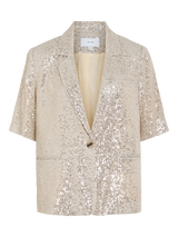 VILA VIHIRID 2/4 Sequin Blazer – Birch/Silver, front med palietter
