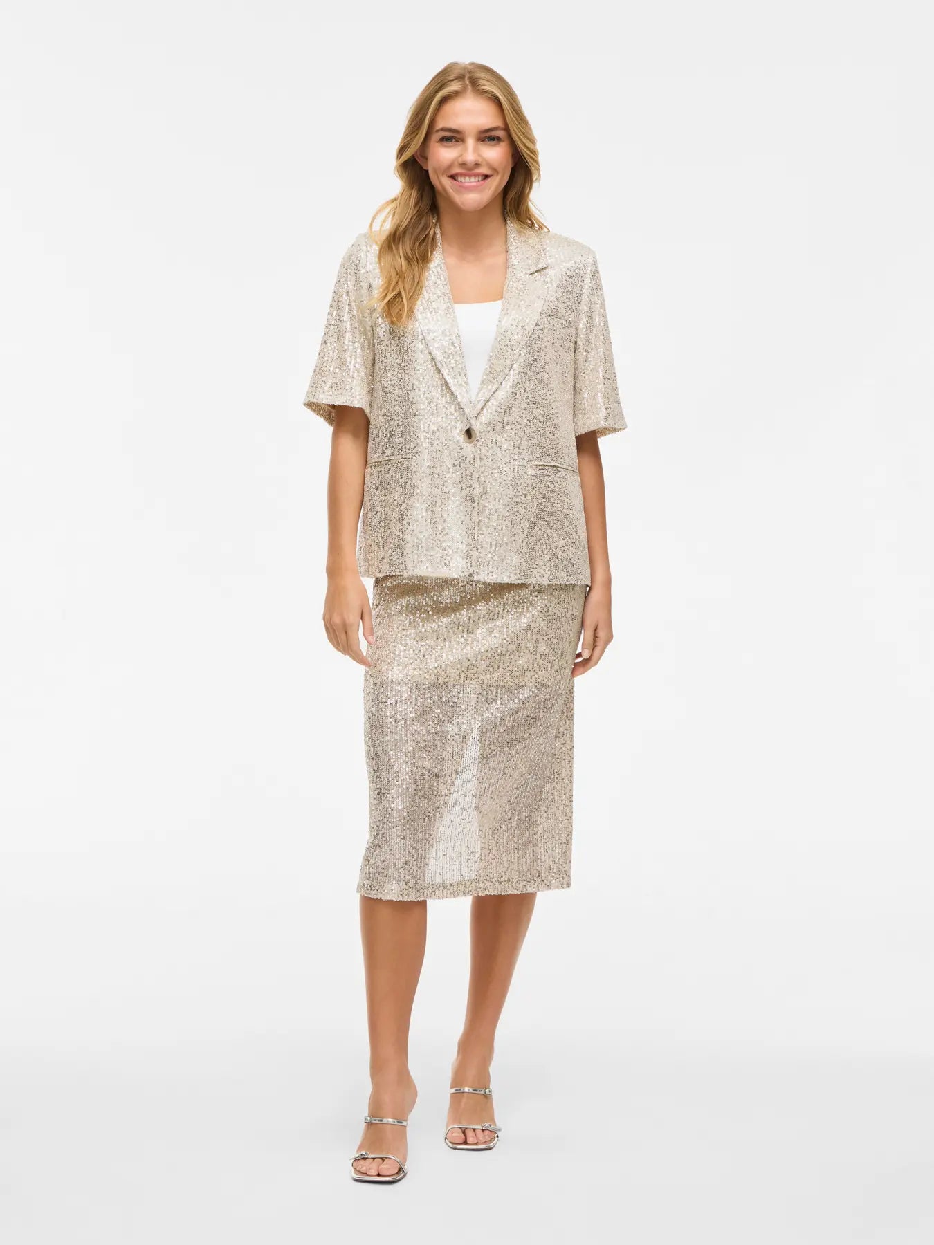 Sequin blazer med 2/4-ærmer og knaplukning – VILA VIHIRID