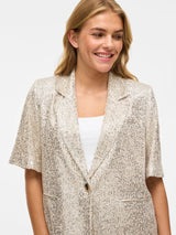 VILA VIHIRID 2/4 Sequin Blazer – Birch/Silver, front med palietter