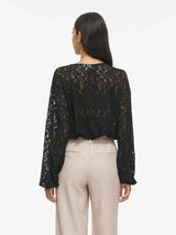 VILA VIALDEIA sort transparent top med blonde