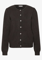 Street One brun cardigan med lange ærmer og ribkanter