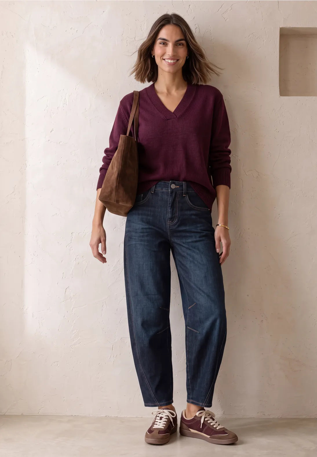 Karlie Barrel HW Dark Blue Washed High Waist jeans fra Street One