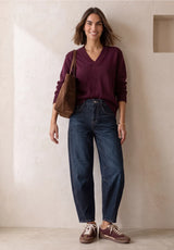 Karlie Barrel HW Dark Blue Washed High Waist jeans fra Street One