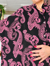 Cofur Denmark sort/rosa Diva Blouse i unik genanvendt sari-silke
