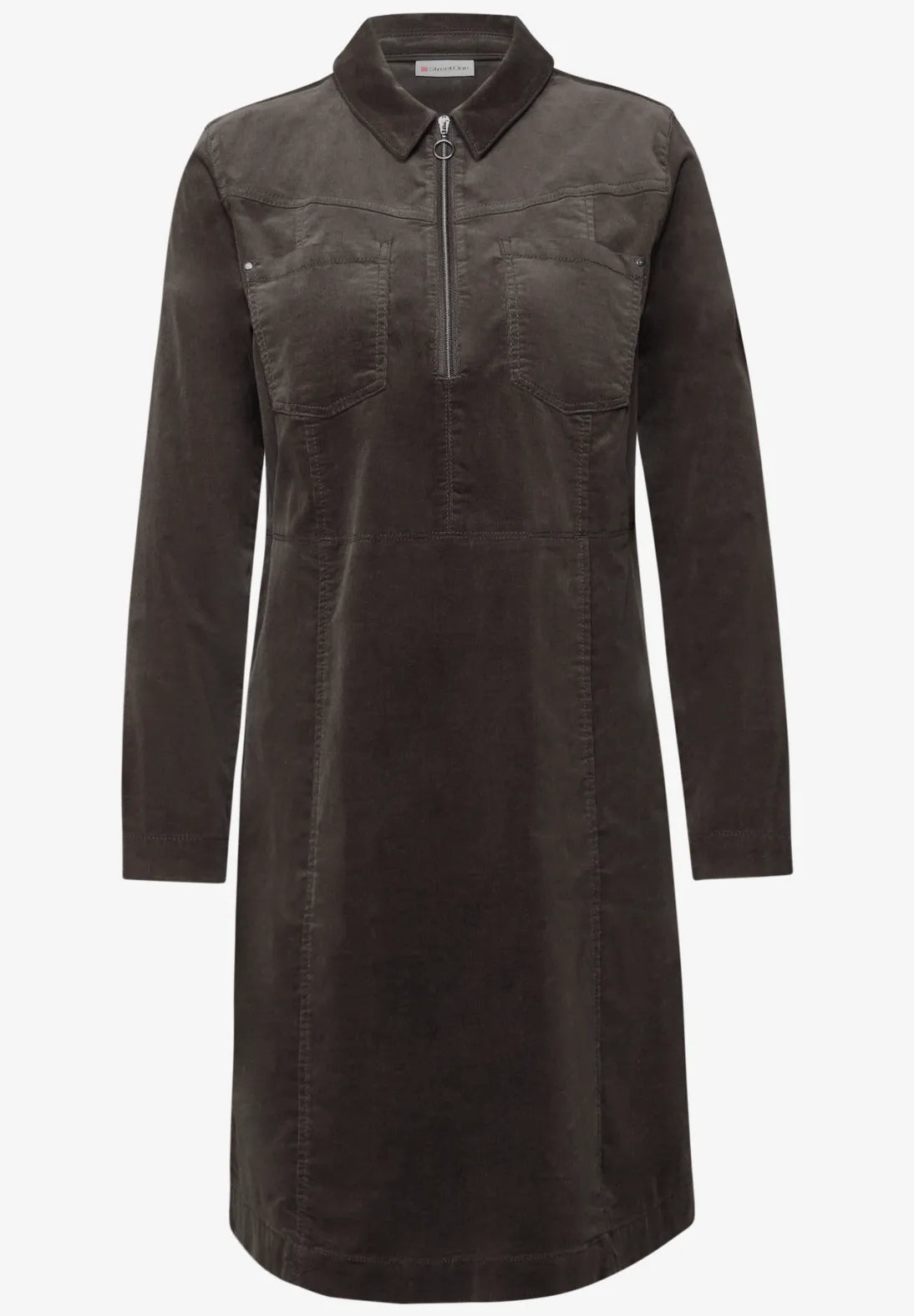 Street One fløjlskjole med lynlås – Deep Roast Brown - 144679