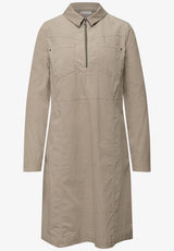 Street One babyfløjlskjole med lynlås – Morning Beige, front