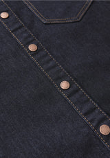Street One Style Dress 144681 i Rinse Blue Washed med skjortekrave, knapliste og sidelommer