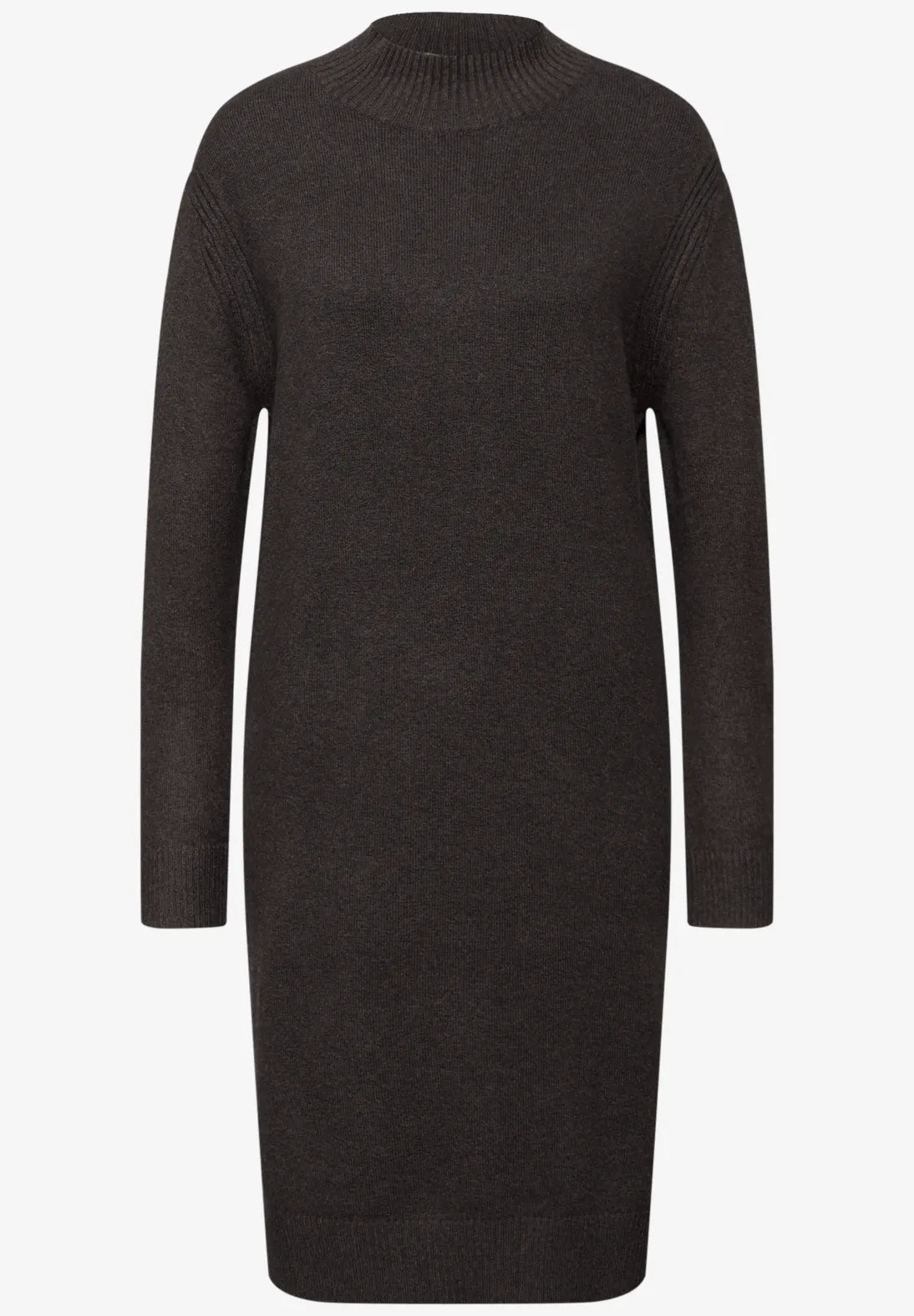 Street One mock neck midi strikkjole – Darkest Brown (144693)